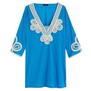 J. CREW Swim Coverup Tunic In Cerulean Blue and White